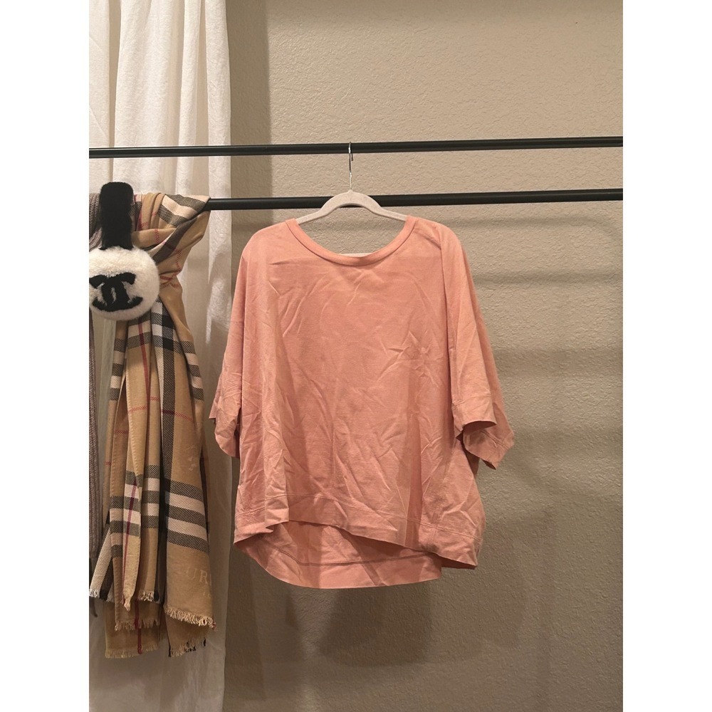 Ella Moss Womens Peach Short Sleeve Oversized High Low Hem T-Shirt XL
